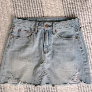 American Eagle Light Wash A-line Mini Denim Skirt